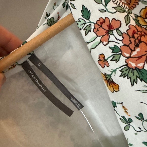 Anthropologie Tommie Zip Front Midi Dress NWT 3X Ivory Comb Floral Smocked Plus - Picture 11 of 16